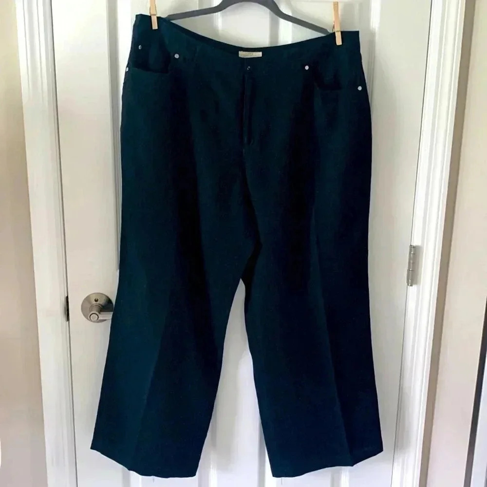 Charter club black linen crop pants size 16petite